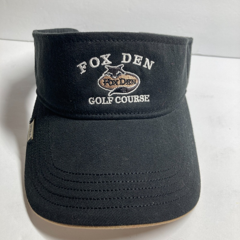 Fox Den Golf Course Visor Hat Adult Black Adjustable PGA Authentic Classic Cut